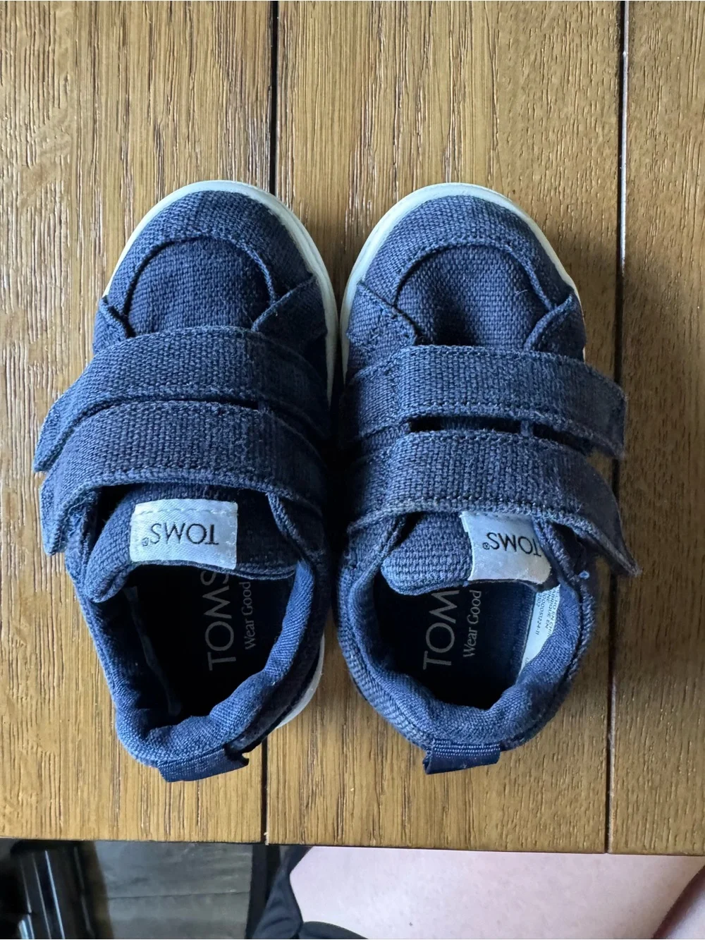 Toms Navy Cruz Double Strap Velcro Toddler Sneaker